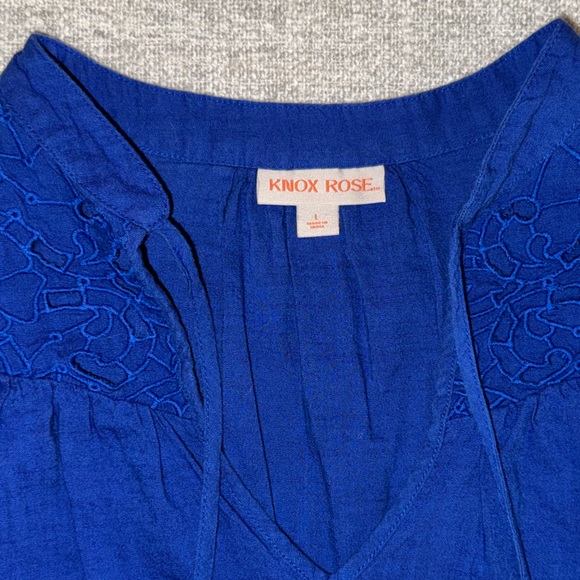 Knox Rose Tops - Knox Rose Royal Blue Blouse with Embroidered Detail